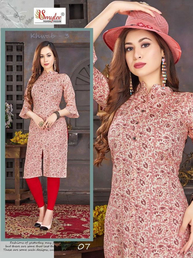 Smylee Khwab 3 Rayon Printed Regular Wear Designer Kurti Collection